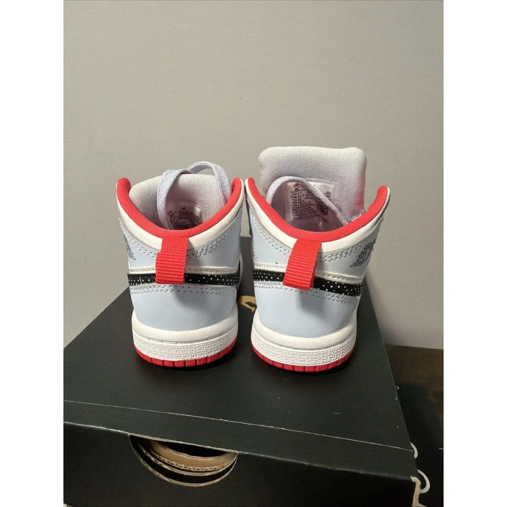 Toddler's Jordan 1 Mid, Half Blue / Black-White (644507 400), Sz 4C, Worn Once!